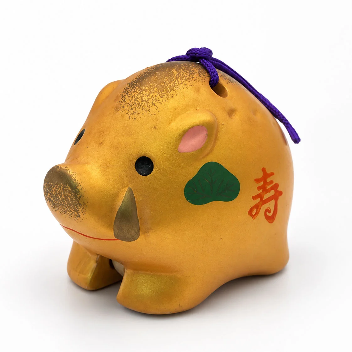 《福壽雙喜》福壽彩繪小豬擺件一對