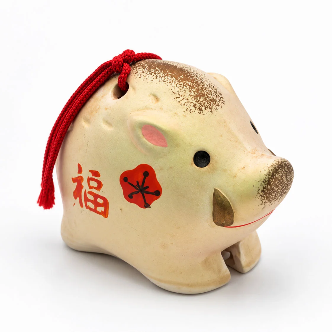 《福壽雙喜》福壽彩繪小豬擺件一對